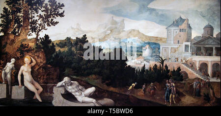 Landschaft mit Batseba c. 1540-1545 von Jan Van Scorel 1495-1562 niederländischen Maler der Renaissance Stockfoto
