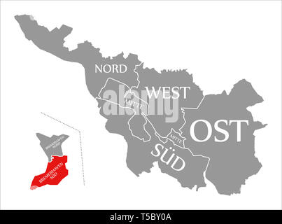 Bremerhaven verklagt Stadtteil rot in der Karte von Bremen Deutschland hervorgehoben Stockfoto