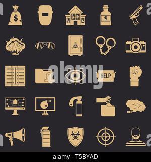 Hacker Icons Set, einfachen Stil Stock Vektor