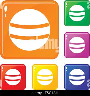 Schwarz mit weißen Streifen Symbole vector Farbe einstellen Stock Vektor