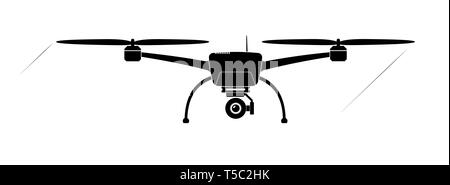Quadcopter oder Hubschrauber fliegen in der Luft. Kamera- und Videoaufnahmen oder Fotos aus der Luft. Stock Vektor