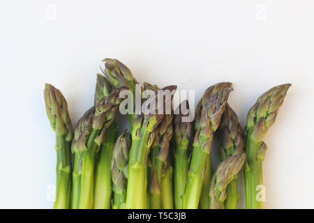 Grüner Spargel auf weißem Hintergrund Stockfoto