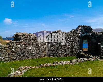 Bleibt der 11 seitige, 13. Jahrhundert, Castle Doon, Loch Doon, Dumfries und Galloway, Schottland Stockfoto