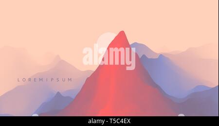 Berglandschaft. Bergige Gelände. Vector Illustration. Zusammenfassung Hintergrund. Stock Vektor