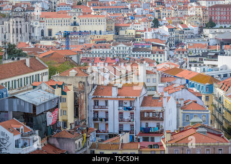 Luftaufnahme von miradouro Sophia de Mello Breyner Andresen auch als Aussichtspunkt Miradouro Da Graca in Lissabon, Portugal, bekannt Stockfoto