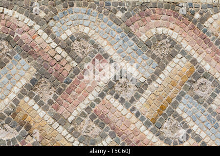 Astract Mosaik Muster in das Haus des Theseus, der Archäologische Park Paphos, Paphos, Zypern Stockfoto