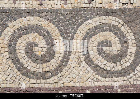 Astract Mosaik Muster in das Haus des Theseus, der Archäologische Park Paphos, Paphos, Zypern Stockfoto