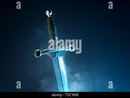 Eine leistungsstarke und mythischen alten Silber Kampf Schwert. 3D-Darstellung. Stockfoto
