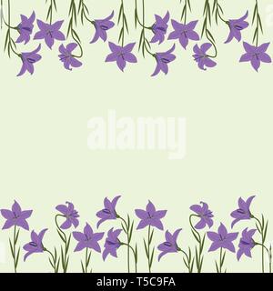 Pastellfarben Muster - zarte Blumen lila Glocken auf einem hellen blauen Hintergrund. EPS Vektordatei Stock Vektor