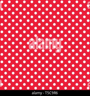 Eine nahtlose Muster ist ein großer weißer Punkt auf einem roten Hintergrund. EPS Vektordatei geeignet für die Befüllung jeder Form. Stock Vektor