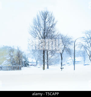 Urban Post Schnee Sturm Szene aus Illinois, USA Stockfoto