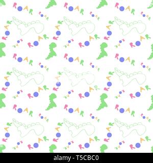 Dinosaurier Gebrüll. Dino Muster. Kreative nahtlose Kacheln mit Silhouette Dinosaurier und Schreiben im skandinavischen Stil. Vector Dino drucken Textil. Illustratio Stock Vektor