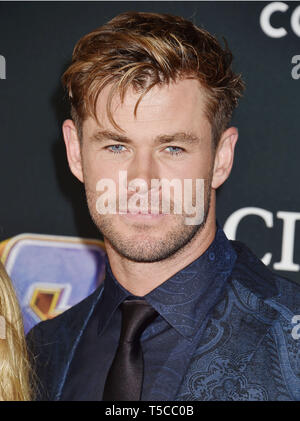 LOS ANGELES, Ca - 22. April: Chris Hemsworth kommt an der Uraufführung von Walt Disney Studios Motion Pictures' Avengers: Endgame' im Los Angeles Convention Center am 22. April 2019 in Los Angeles, Kalifornien. Stockfoto