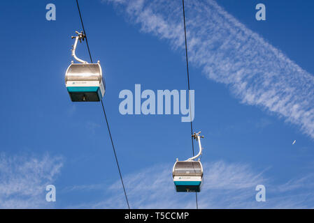 Telecabine Lissabon Luftseilbahn in Park der Nationen in Lissabon, Portugal Stockfoto