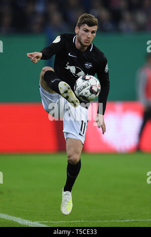 HAMBURG, DEUTSCHLAND - 23. April: Timo Werner von Leipzig in Aktion während der DFB-Pokal Halbfinale Match zwischen Hamburger Sport Verein und Rasen Ballsport Stockfoto