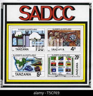 Briefmarke aus Tansania in der 5. Jahrestag des S.A.D.C. Conferenceseries in 1985 Stockfoto