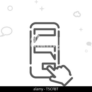 Handy Chat Vektorlinie Symbol, Symbol, Piktogramm, Sign. Licht abstrakten geometrischen Hintergrund. Editierbare Anschlag Stock Vektor