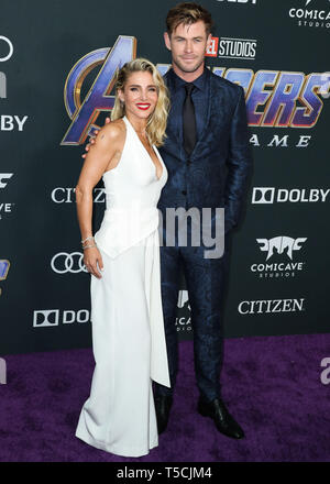 Los Angeles, USA. 22 Apr, 2019. LOS ANGELES, Kalifornien, USA - 22. April: Elsa Pataky und Chris Hemsworth Ankommen bei der Weltpremiere von Walt Disney Studios Motion Pictures und Marvel Studios'' Avengers: Endgame' im Los Angeles Convention Center am 22. April 2019 in Los Angeles, Kalifornien, USA. (Foto von Xavier Collin/Image Press Agency) Quelle: Bild Presse Agentur/Alamy leben Nachrichten Stockfoto