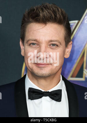 Los Angeles, USA. 22 Apr, 2019. LOS ANGELES, Kalifornien, USA - 22. April: Schauspieler Jeremy Renner ankommt bei der Weltpremiere von Walt Disney Studios Motion Pictures und Marvel Studios'' Avengers: Endgame' im Los Angeles Convention Center am 22. April 2019 in Los Angeles, Kalifornien, Vereinigte Staaten. (Foto von Xavier Collin/Image Press Agency) Quelle: Bild Presse Agentur/Alamy leben Nachrichten Stockfoto