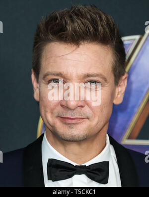 Los Angeles, USA. 22 Apr, 2019. LOS ANGELES, Kalifornien, USA - 22. April: Schauspieler Jeremy Renner ankommt bei der Weltpremiere von Walt Disney Studios Motion Pictures und Marvel Studios'' Avengers: Endgame' im Los Angeles Convention Center am 22. April 2019 in Los Angeles, Kalifornien, Vereinigte Staaten. (Foto von Xavier Collin/Image Press Agency) Quelle: Bild Presse Agentur/Alamy leben Nachrichten Stockfoto