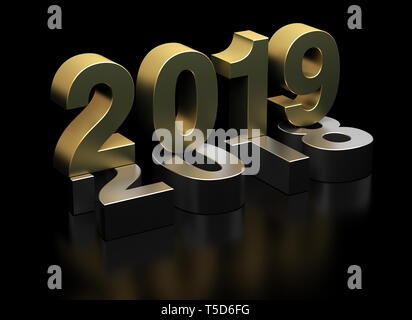 Neues Jahr 2019 ab 2018 Stockfoto