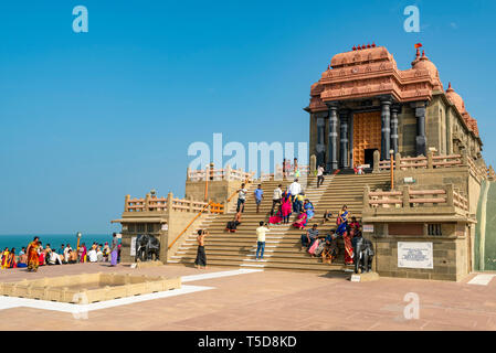 Horizontale Ansicht des Vivekananda Rock Memorial in Kanyakumari, Indien. Stockfoto