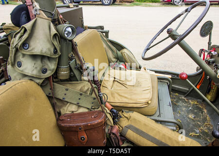 In einem Vintage Military Jeep Stockfoto