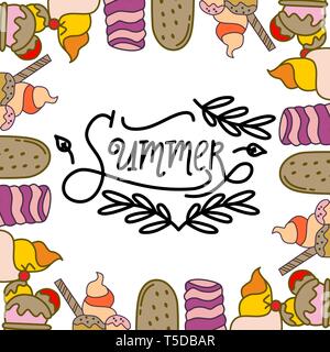 Sommer Frame Text Template Vector Hintergrund Stock Vektor