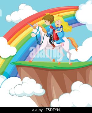 Prinzessin und Prinz Reiten Abbildung Stock Vektor