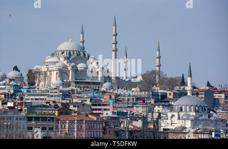 Istanbul, Türkei. Blick auf die Suleymaniye Moschee, die osmanische kaiserliche Moschee. Es ist eine der größten Moscheen der Stadt Stockfoto