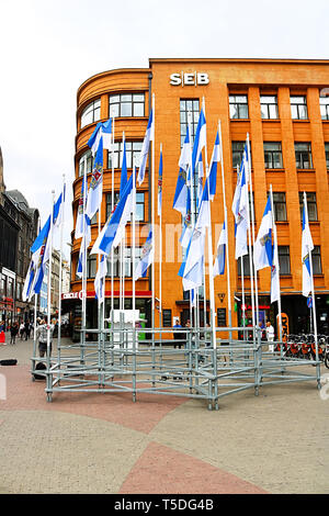 RIGA, Lettland - 28. AUGUST 2018: Das Gebäude der SEB Bank auf der Straße Kalku Stockfoto
