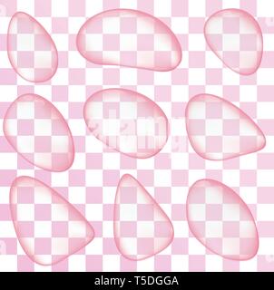 Satz, Gruppe, Sammlung klare Wassertropfen oder Kondenswasser auf transparentem Hintergrund. Vector Illustration Stock Vektor
