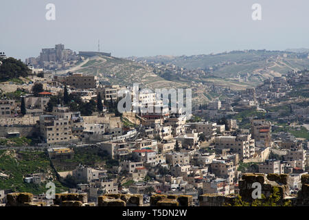 ISRAEL - Palästina - JERUSALEM IM SÜDEN UND OSTEN AUS GESEHEN DIE ALTE STADT - JERUSALEM - HÄUSER UND GEBÄUDE IN JERUSALEM - JERUSALEM WALL GRENZE MIT PALÄSTINA TERRITORIUM - Farbe Bilder © Frédéric BEAUMONT Stockfoto