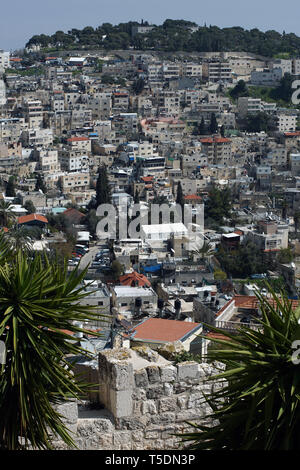 ISRAEL - Palästina - JERUSALEM IM SÜDEN UND OSTEN AUS GESEHEN DIE ALTE STADT - JERUSALEM - HÄUSER UND GEBÄUDE IN JERUSALEM - JERUSALEM WALL GRENZE MIT PALÄSTINA TERRITORIUM - Farbe Bilder © Frédéric BEAUMONT Stockfoto