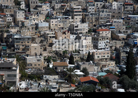 ISRAEL - Palästina - JERUSALEM IM SÜDEN UND OSTEN AUS GESEHEN DIE ALTE STADT - JERUSALEM - HÄUSER UND GEBÄUDE IN JERUSALEM - JERUSALEM WALL GRENZE MIT PALÄSTINA TERRITORIUM - Farbe Bilder © Frédéric BEAUMONT Stockfoto