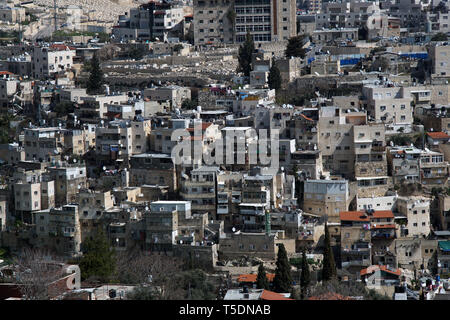 ISRAEL - Palästina - JERUSALEM IM SÜDEN UND OSTEN AUS GESEHEN DIE ALTE STADT - JERUSALEM - HÄUSER UND GEBÄUDE IN JERUSALEM - JERUSALEM WALL GRENZE MIT PALÄSTINA TERRITORIUM - Farbe Bilder © Frédéric BEAUMONT Stockfoto