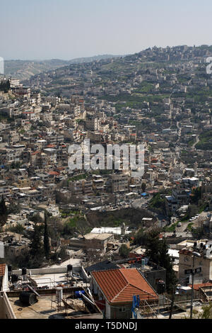 ISRAEL - Palästina - JERUSALEM IM SÜDEN UND OSTEN AUS GESEHEN DIE ALTE STADT - JERUSALEM - HÄUSER UND GEBÄUDE IN JERUSALEM - JERUSALEM WALL GRENZE MIT PALÄSTINA TERRITORIUM - Farbe Bilder © Frédéric BEAUMONT Stockfoto