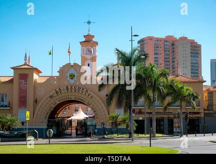 Eingang zur Markthalle Mercado de Nuestra Señora de Africa, maurische Architektur, Santa Cruz de Tenerife, Teneriffa, Kanarische Inseln, Spanien Stockfoto