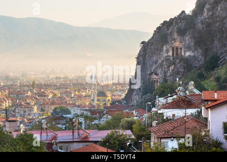 Die lykischen Felsengräber in Fethiye, Türkei Stockfoto