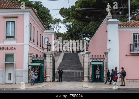 Eingang zum National Palast von Belem - offizielle Residenz der portugiesische Präsident in Bele in Lissabon, Portugal Stockfoto