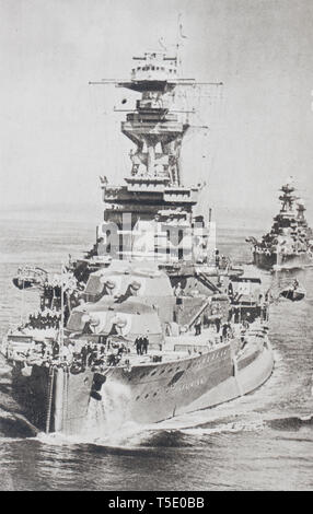 HMS Royal Oak war einer von fünf Rache - Klasse Schlachtschiffe der Royal Navy im Ersten Weltkrieg gebaut. Am 14. Oktober 1939, Royal Oak war anchore Stockfoto