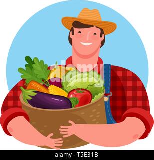 Frisches Gemüse, essen Logo. Landwirtschaft, cartoon Vector Illustration Stock Vektor