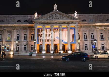 Königin Maria II National Theater in der Pedro IV Platz namens auch Rossio-platz in Lissabon Baixa, Portugal Stockfoto