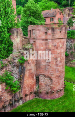 Das Schloss in Heidelberg in Deutschland ruinieren. Stockfoto