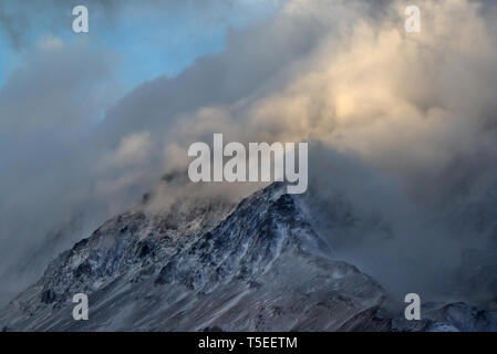 Das Paine massiv vom See Grau gesehen, Torres del Paine NP, Chile Stockfoto