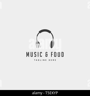Musik Essen einfach flach Logo Design Vector Illustration icon-Element-Vektor Stock Vektor