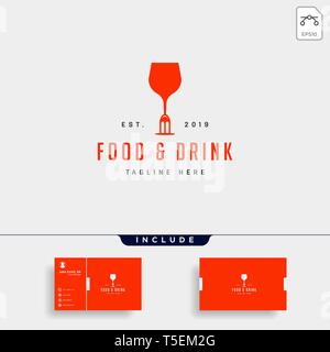 Essen und Trinken einfache flache Logo Design Vector Illustration icon-Element, das Logo mit der Visitenkarte herunterladen Stock Vektor