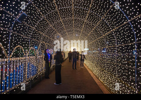 Tunnel der Laternen während des Jinju Laternenfestivals in Jinju, Südkorea Stockfoto