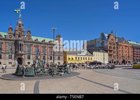 Die Malmö Radhus, das schöne alte Rathaus in der Platz Stortorget, der größte und auch der älteste Platz in Malmö. Ursprünglich war der l Stockfoto