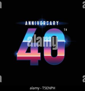 40 Jahre Jubiläum Schriftzug. Bunte vintage Jubiläumsfeier emblem Design für Unternehmen Profil, Broschüre, Faltblatt, Magazin, bro Stock Vektor